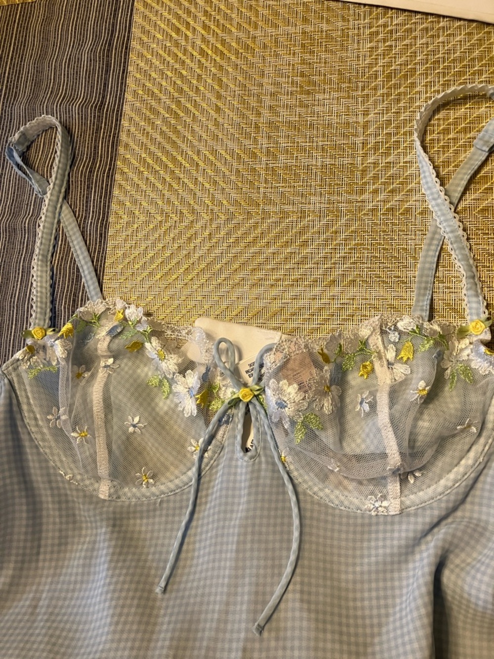 🍋For Love & Lemons Gingham Rose slip dress sz S NWT - Picture 10 of 13